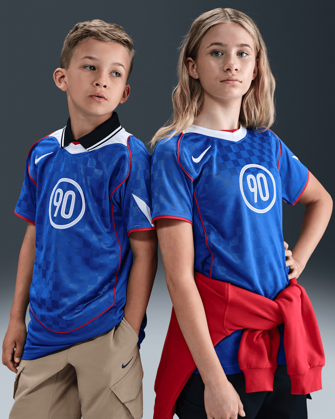 Nike Total 90 Older Kids' Dri-FIT Football Shirt - Game Royal/White/Sport Red/White