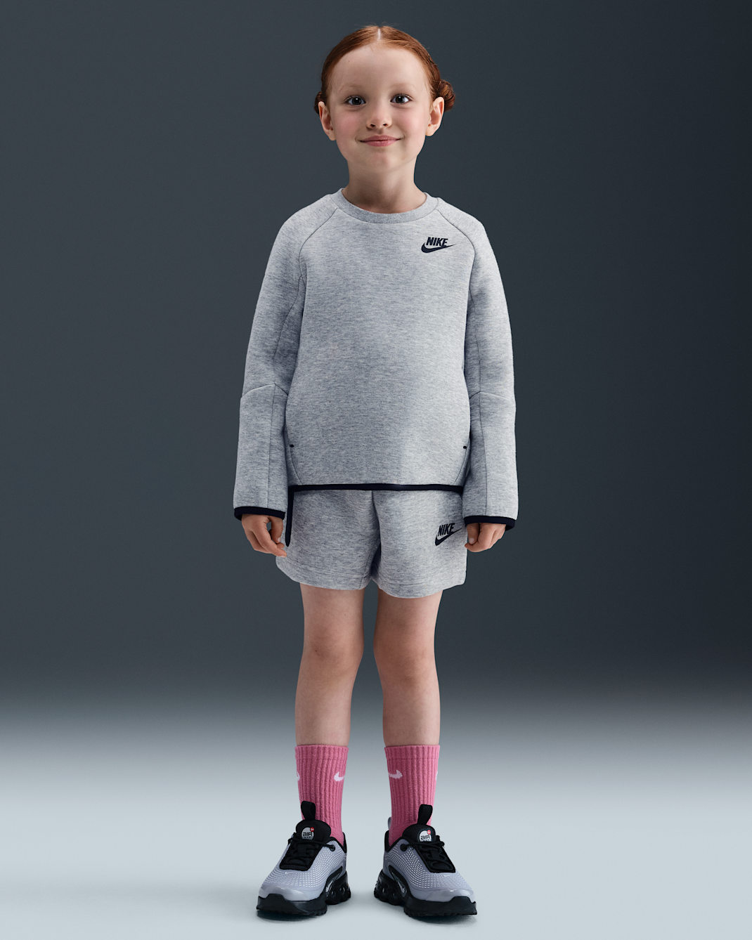 Conjunto de shorts de dos piezas Nike Tech Fleece infantil - Gris oscuro jaspeado