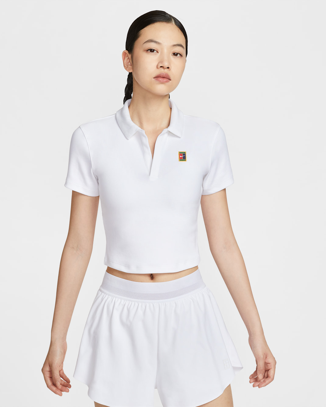 NikeCourt Heritage Women's Short-Sleeve Cropped Tennis Polo - White
