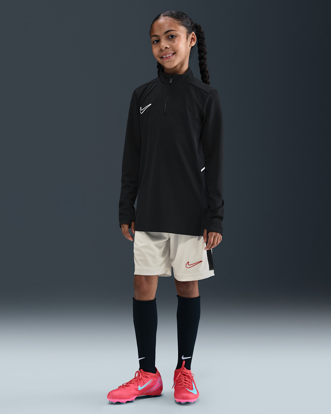 Nike Academy Older Kids' Dri-FIT 18cm (approx.) Football Shorts - Sail/Black/University Red
