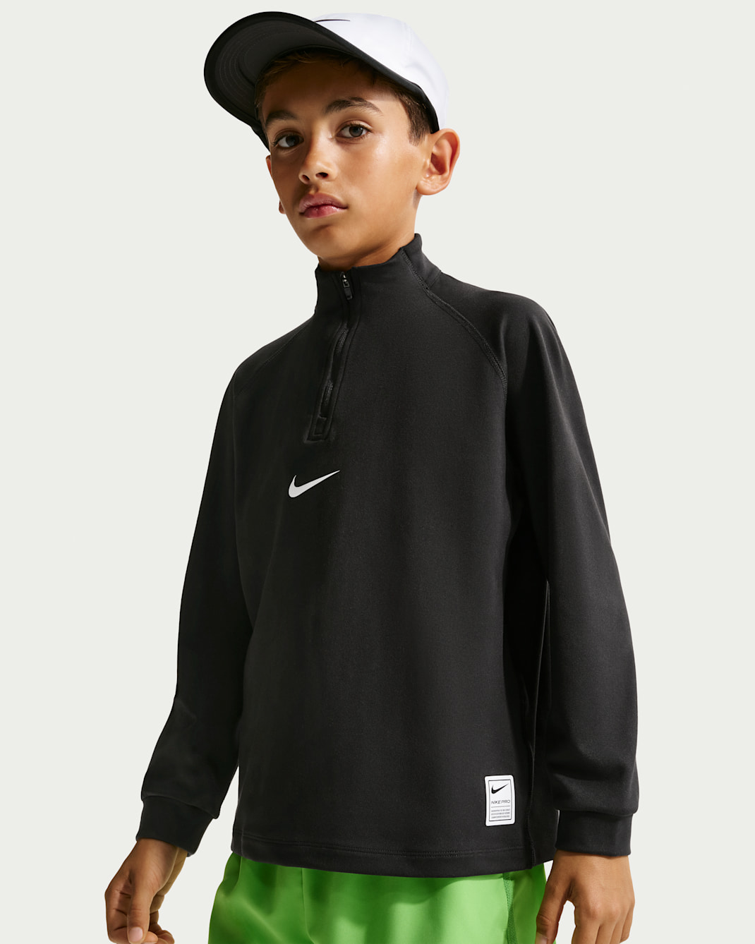 Nike Pro Older Kids' (Boys') Dri-FIT Long-Sleeve Mid Layer Training Top - Black/White
