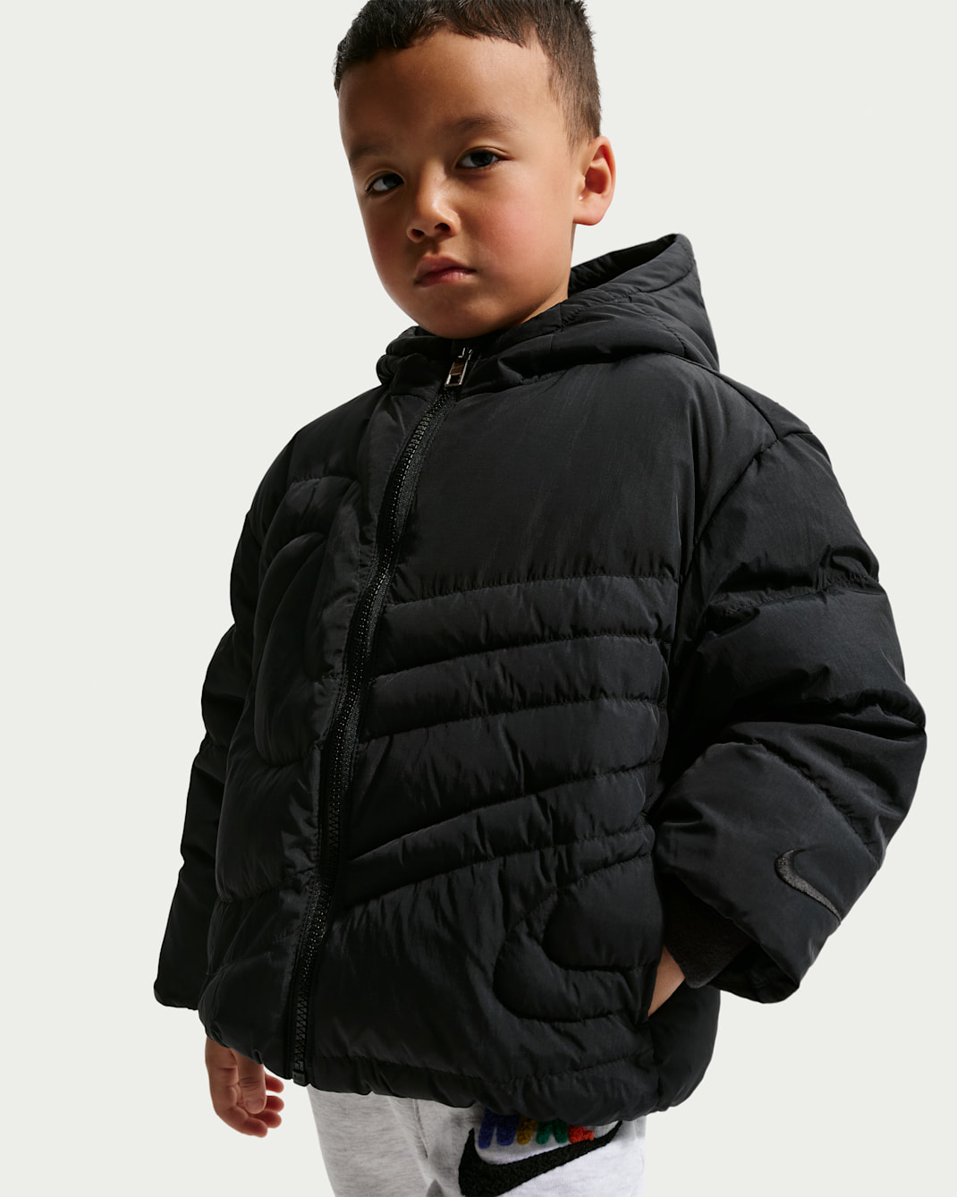 나이키 스포츠웨어 리틀키즈 스우시 퀼팅 신필 재킷 - 블랙