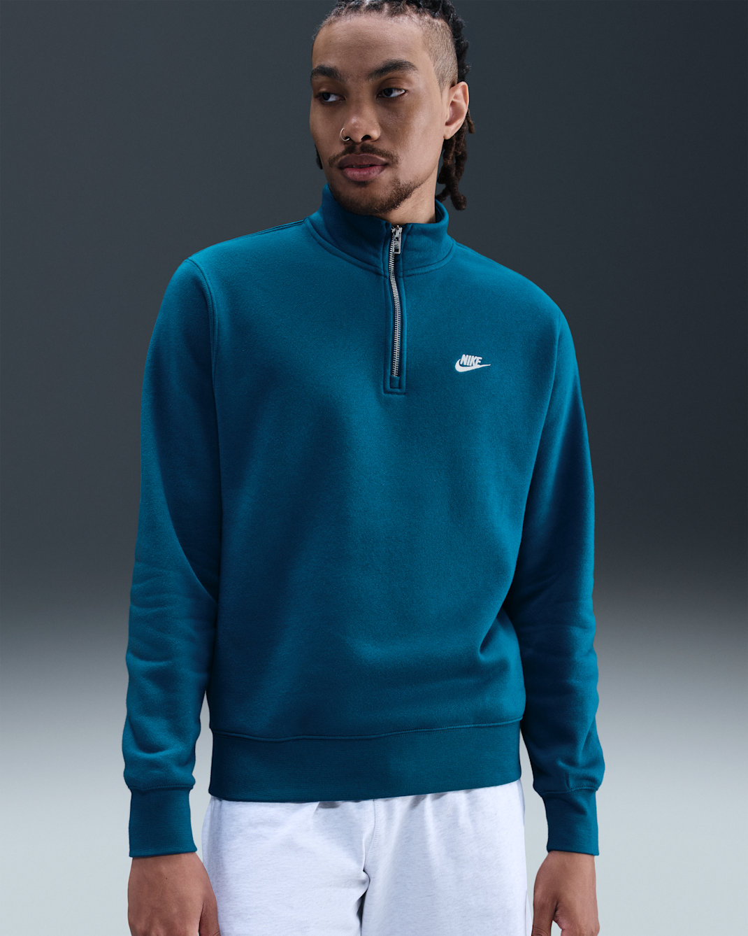 Nike Sportswear Club Men's 1/2-Zip Fleece Top - Green Abyss/Green Abyss/White