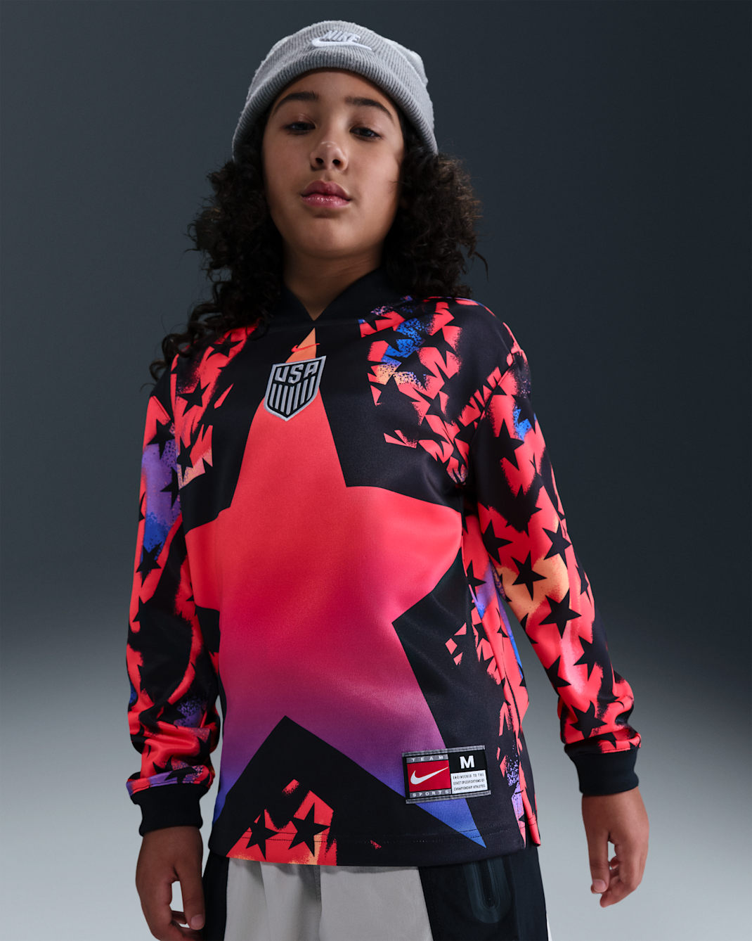 Fotbollströja målvakt USMNT Nike Dri-FIT för ungdom - Svart/Bright Crimson/Bright Crimson