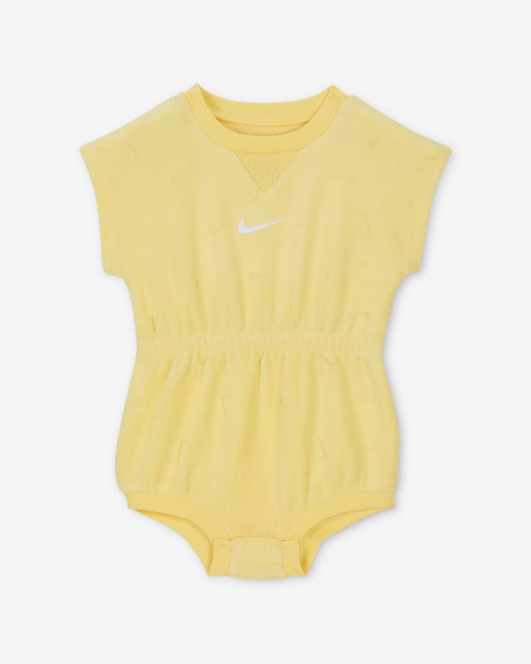 Nike Essentials Baby (0-9M) Jacquard Towel Terry Romper - Soft Yellow