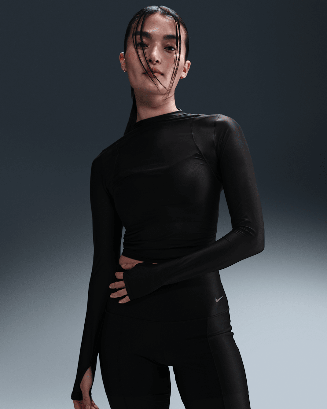 Nike Zenvy Women's Dri-FIT Long-Sleeve Sheer Top - Black