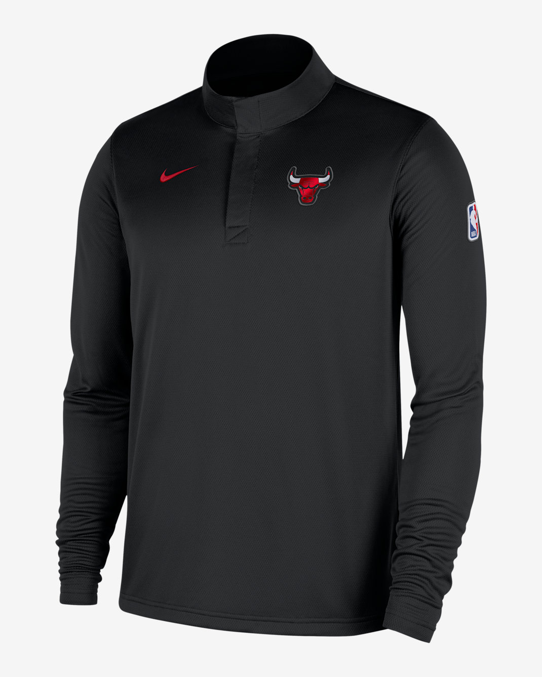Chicago Bulls Men's Nike Dri-FIT NBA 1/4-Zip Long-Sleeve Top - Black/University Red