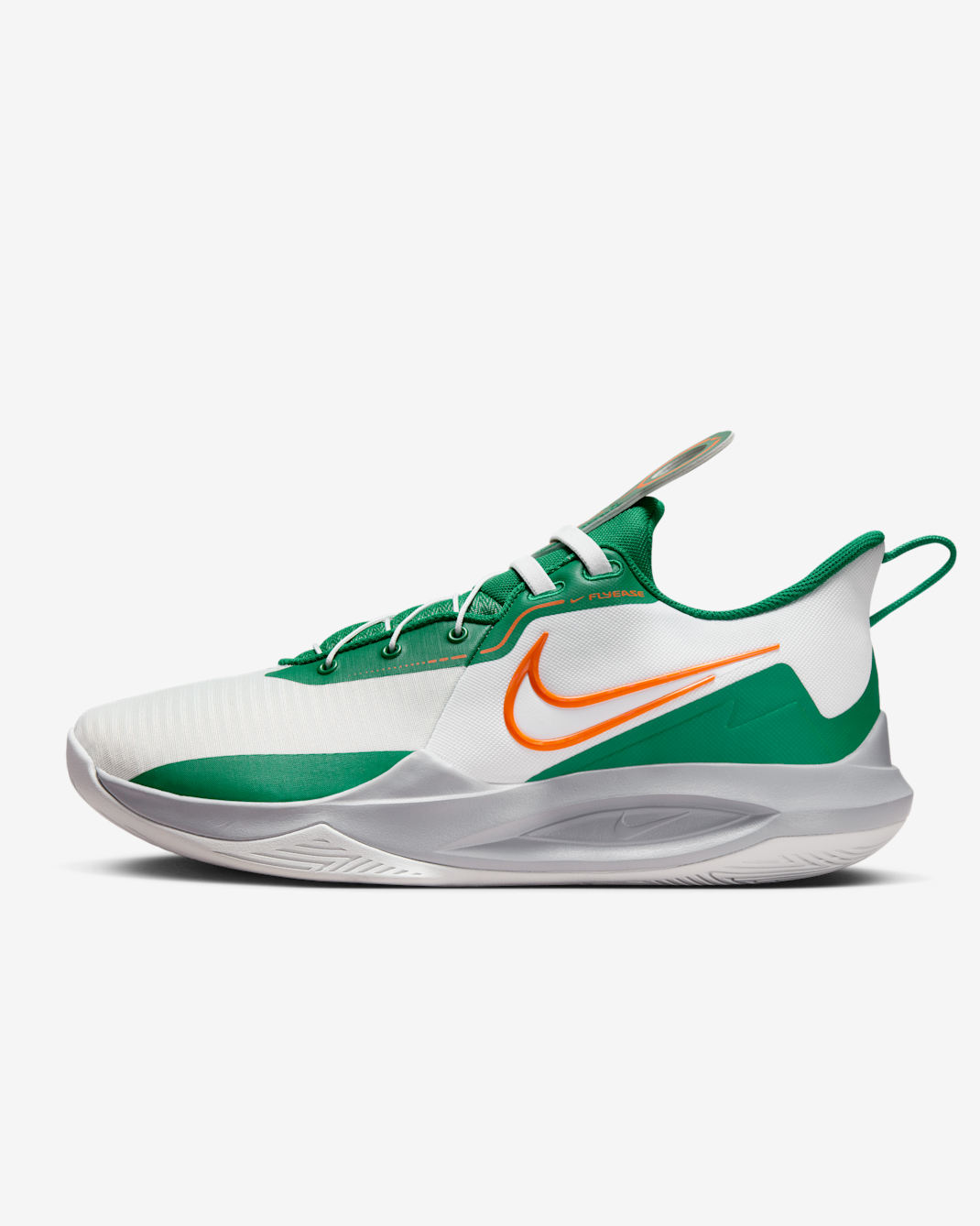 Nike Precision 6 FlyEase Basketball Shoes - White/Malachite/Sundial/Safety Orange