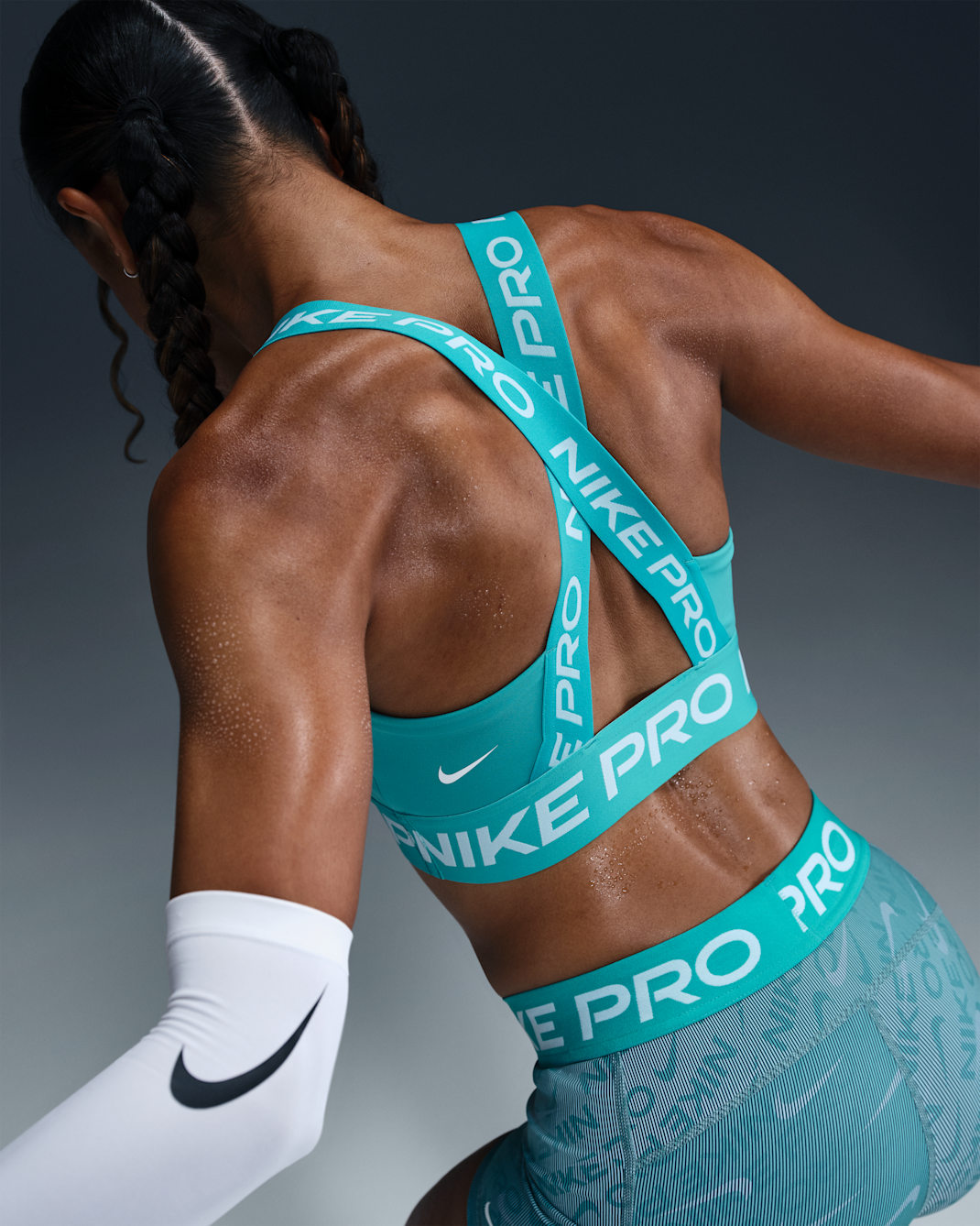 Bra deportivo de baja sujeción sin almohadilla para mujer Nike Pro - Cactus empolvado/Blanco