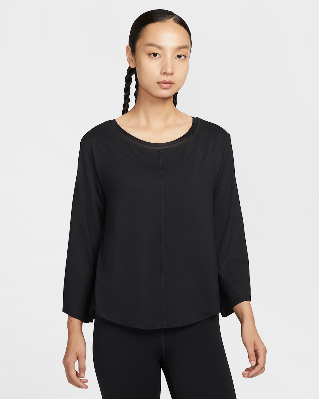 나이키 원 여성 드라이 핏 미드 레이어 - 블랙/다크 스모크 그레이