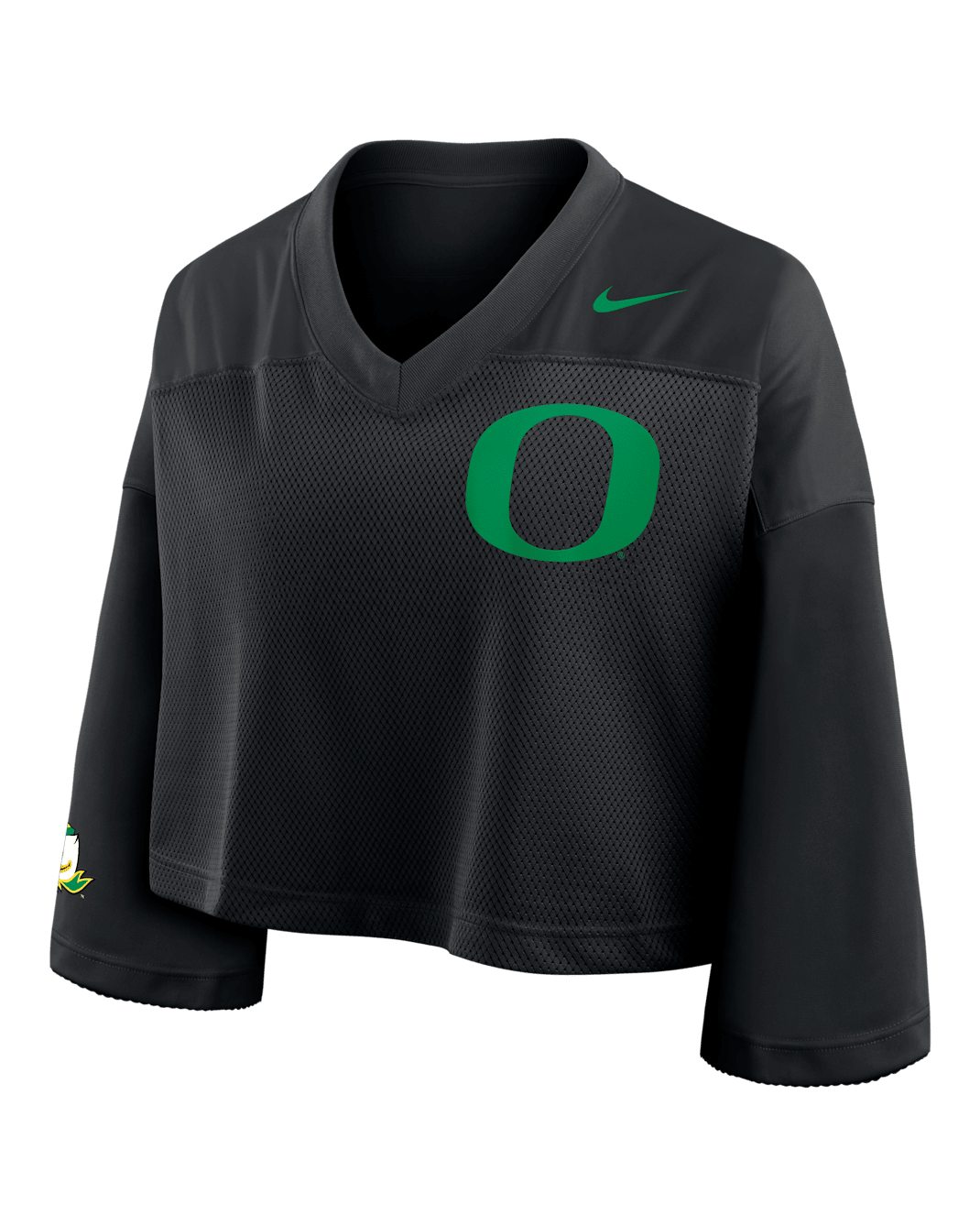 Playera universitaria Nike Dri-FIT cropped para mujer Oregon Jersey - Negro