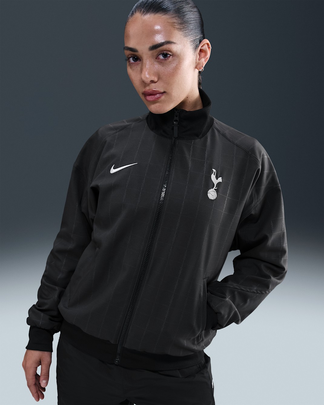 Segunda equipación Strike Tottenham Hotspur Chaqueta de fútbol Anthem Nike Dri-FIT - Mujer - Negro/Light Iron Ore