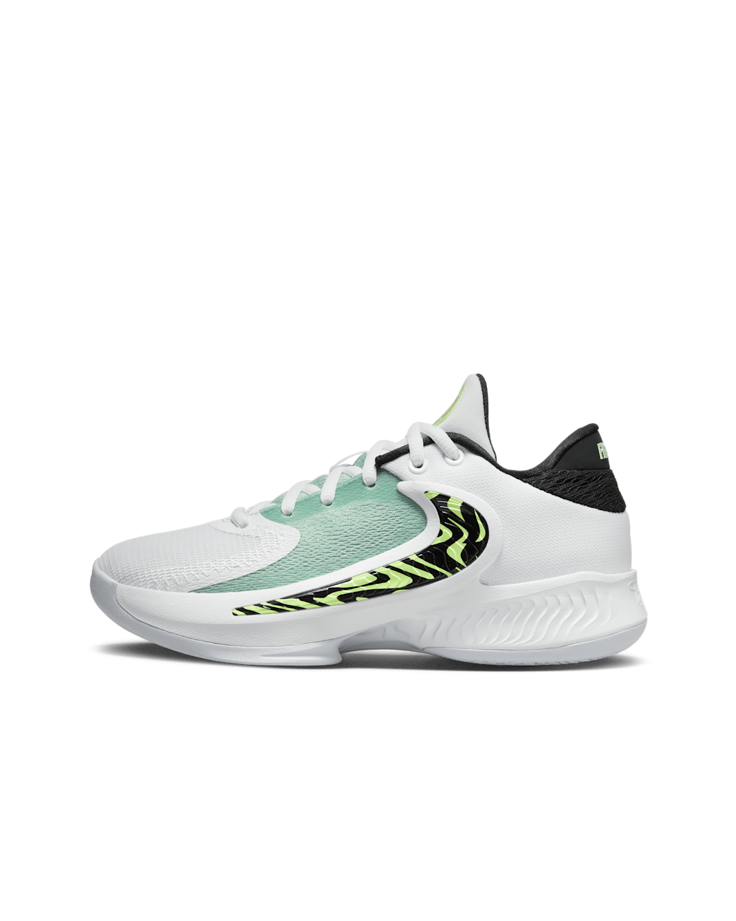 Giannis Freak 4 Older Kids' Basketball Shoes - White/Black/Barely Volt/White