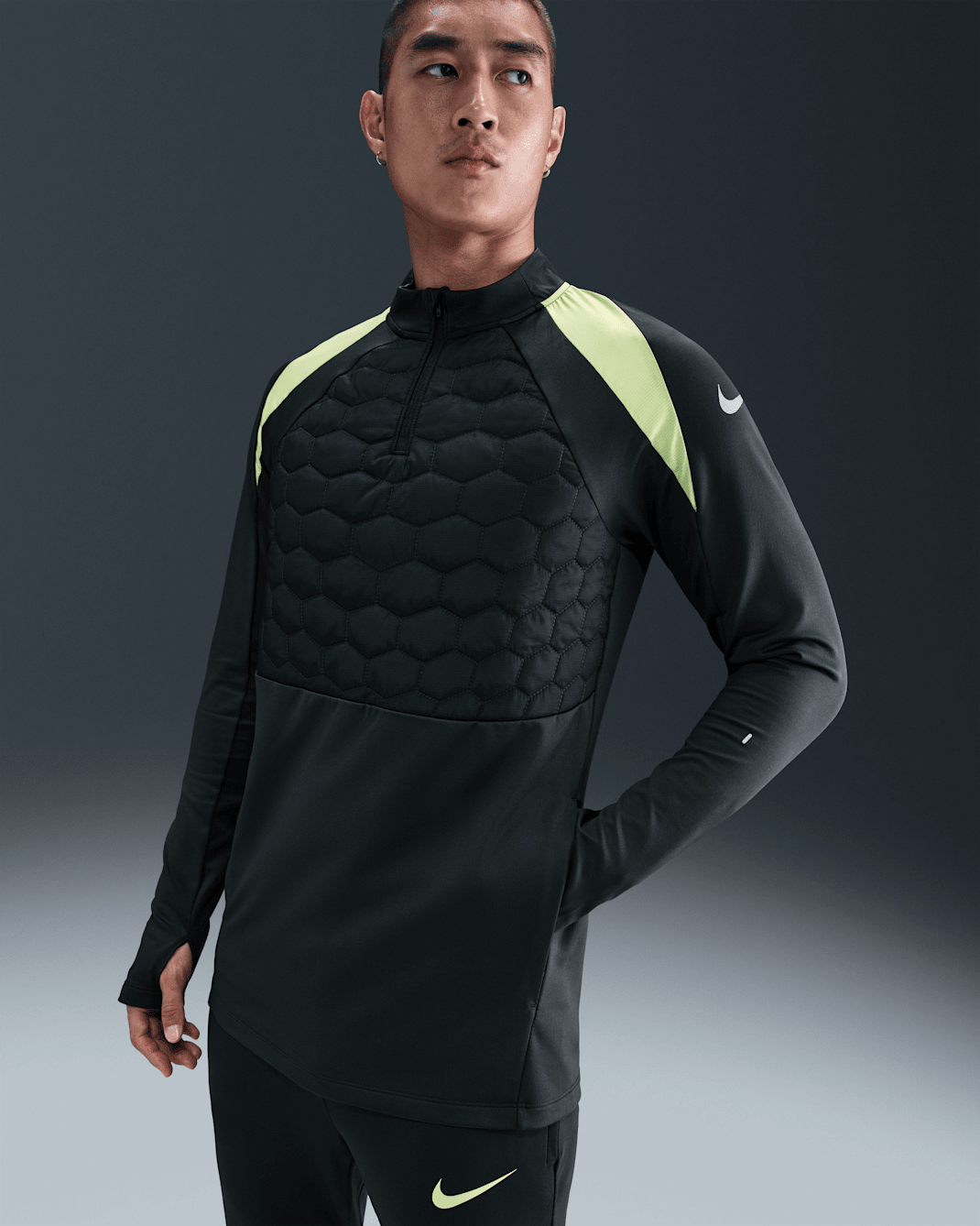 Nike Strike Men's Therma-FIT Football Drill Top - Seaweed/Limelight