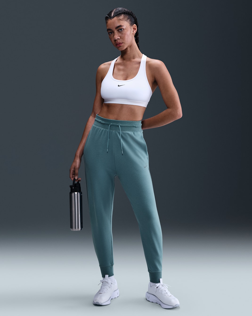 Nike Dri-FIT One Women's High-Waisted 7/8 French Terry Joggers - Smokey Blue/Black