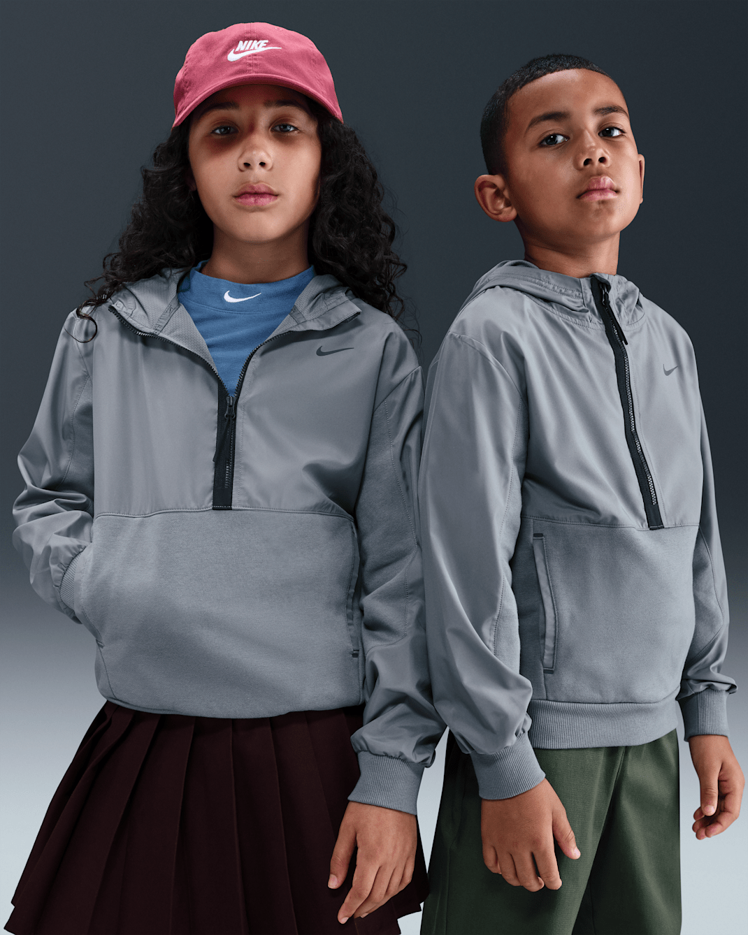 Sweat à capuche et demi-zip en tissu Fleece Nike Sportswear City Utility EasyOn pour ado - Smoke Grey/Noir