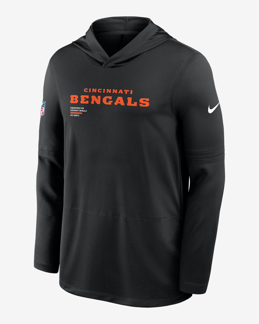 Cincinnati Bengals Pure Fury Sideline Men's Nike Dri-FIT NFL Long-Sleeve Hooded Top - Black