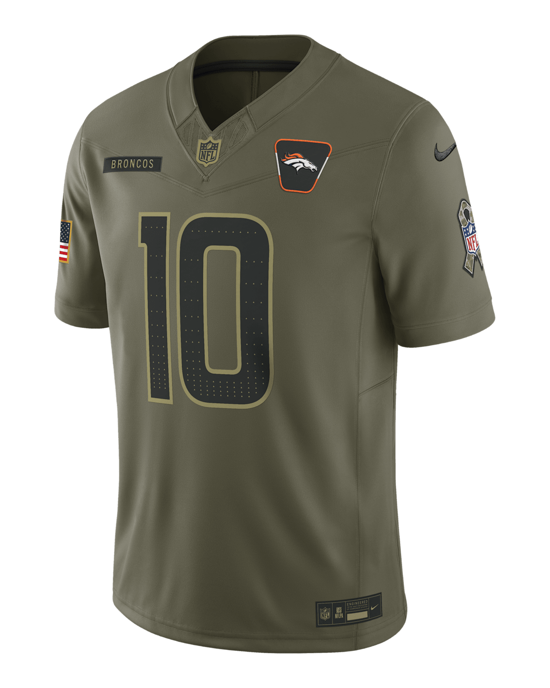 Bo Nix Denver Broncos Salute to Service Men's Nike Dri-FIT NFL Limited Jersey - Olive