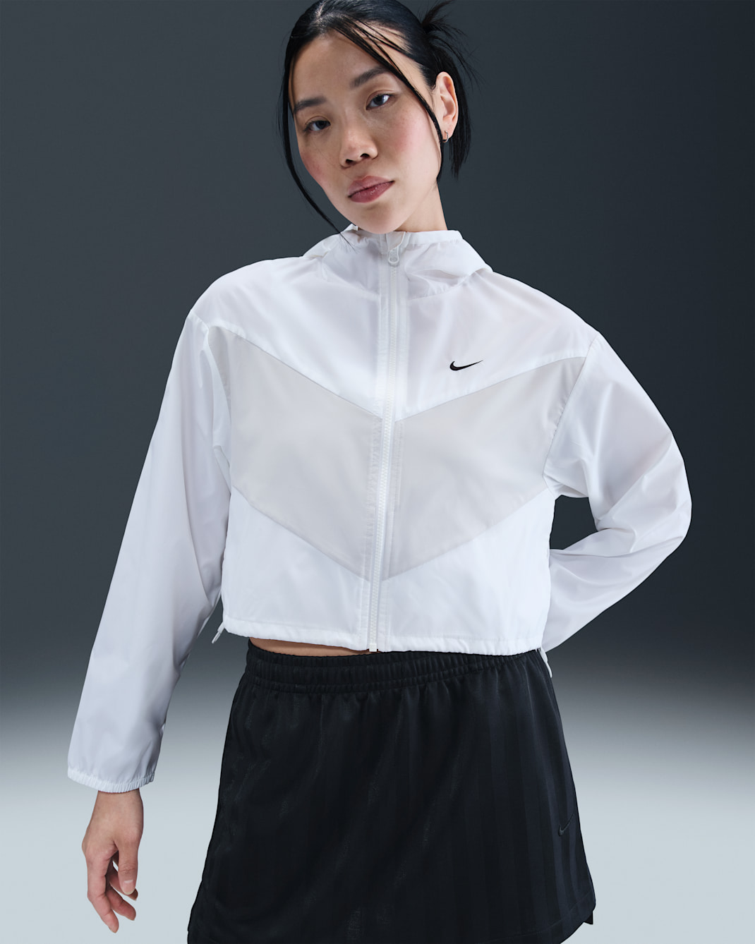 나이키 스포츠웨어 윈드러너 여성 루즈 우븐 후드 재킷 - 화이트/포톤 더스트/블랙
