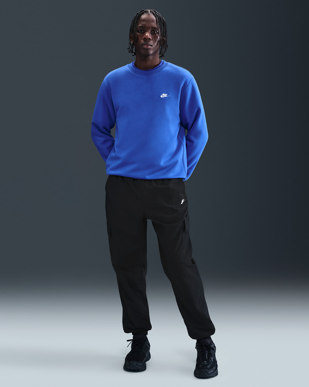 Pánské tkané cargo kalhoty Nike Club - Černá/Bílá