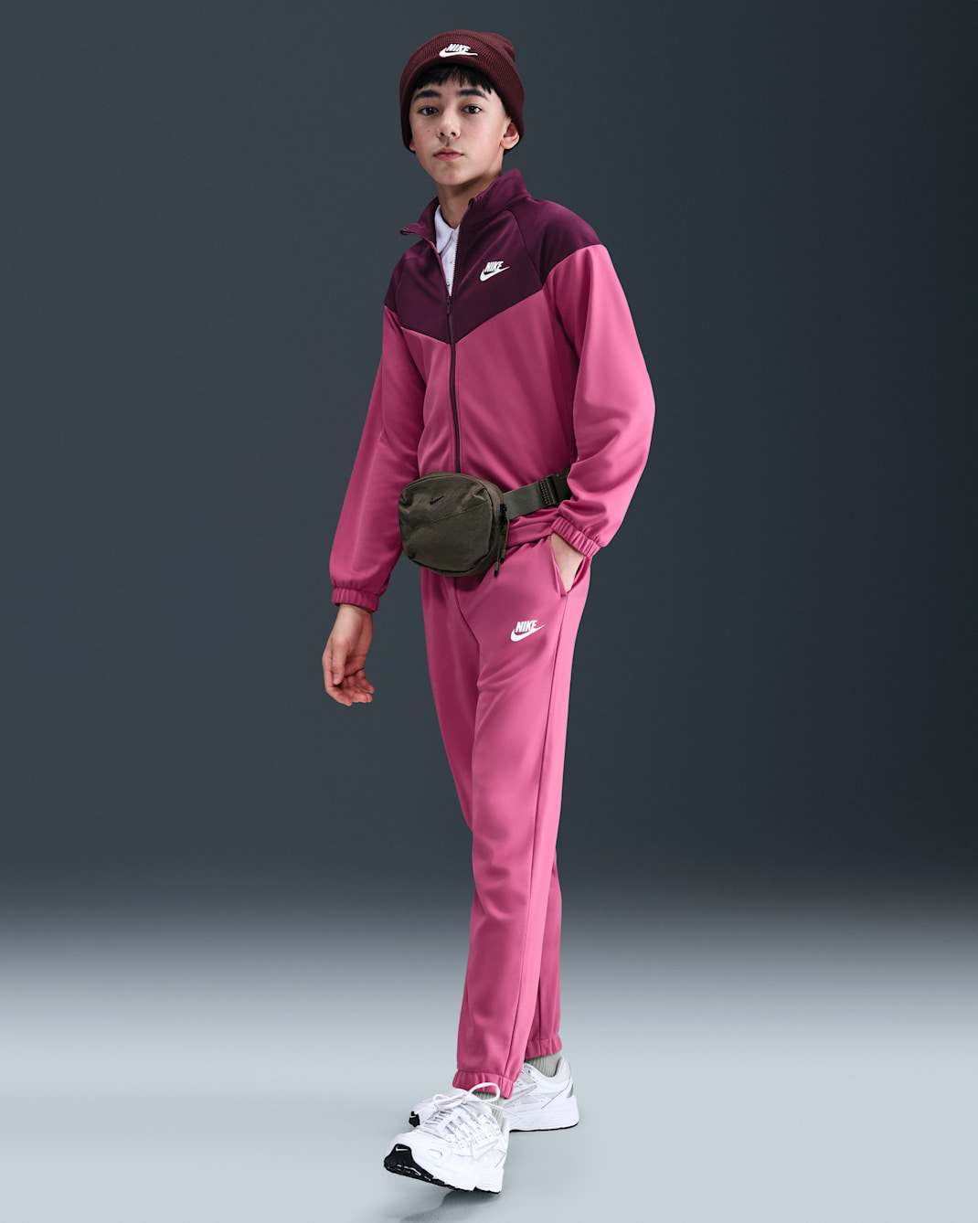 Nike Sportswear Big Kids' Dri-FIT Tracksuit - Sweet Beet/Bordeaux/White
