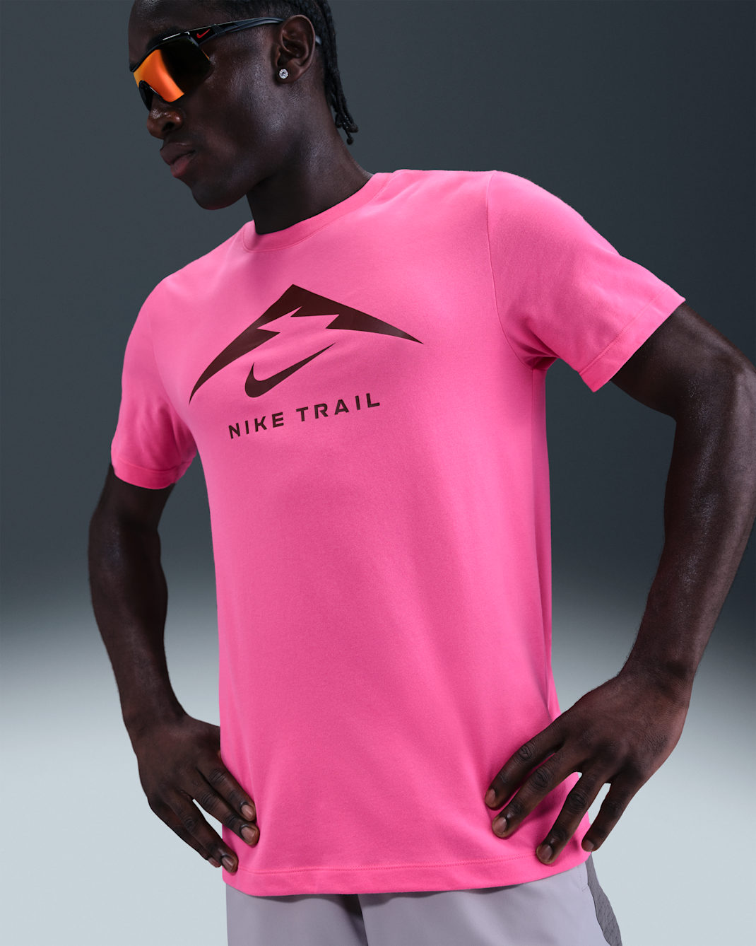 Nike Dri-FIT Men's Trail Running T-Shirt - Pinksicle/Red Sepia