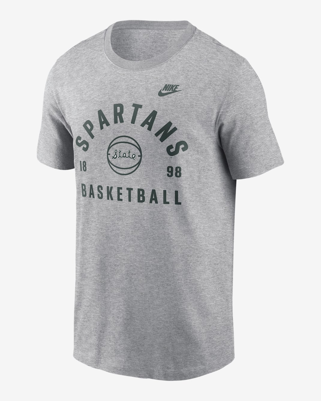 Playera universitaria Nike para hombre Michigan State Legacy Basketball Arch - Gris