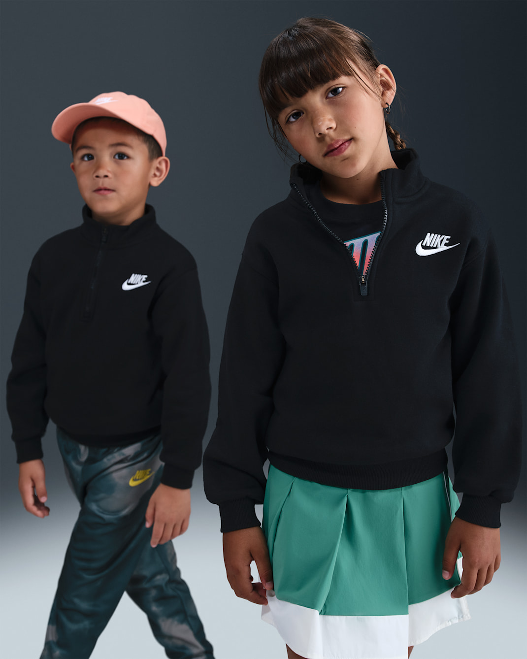 나이키 리틀키즈 쿼터집 긴팔 탑 - 블랙