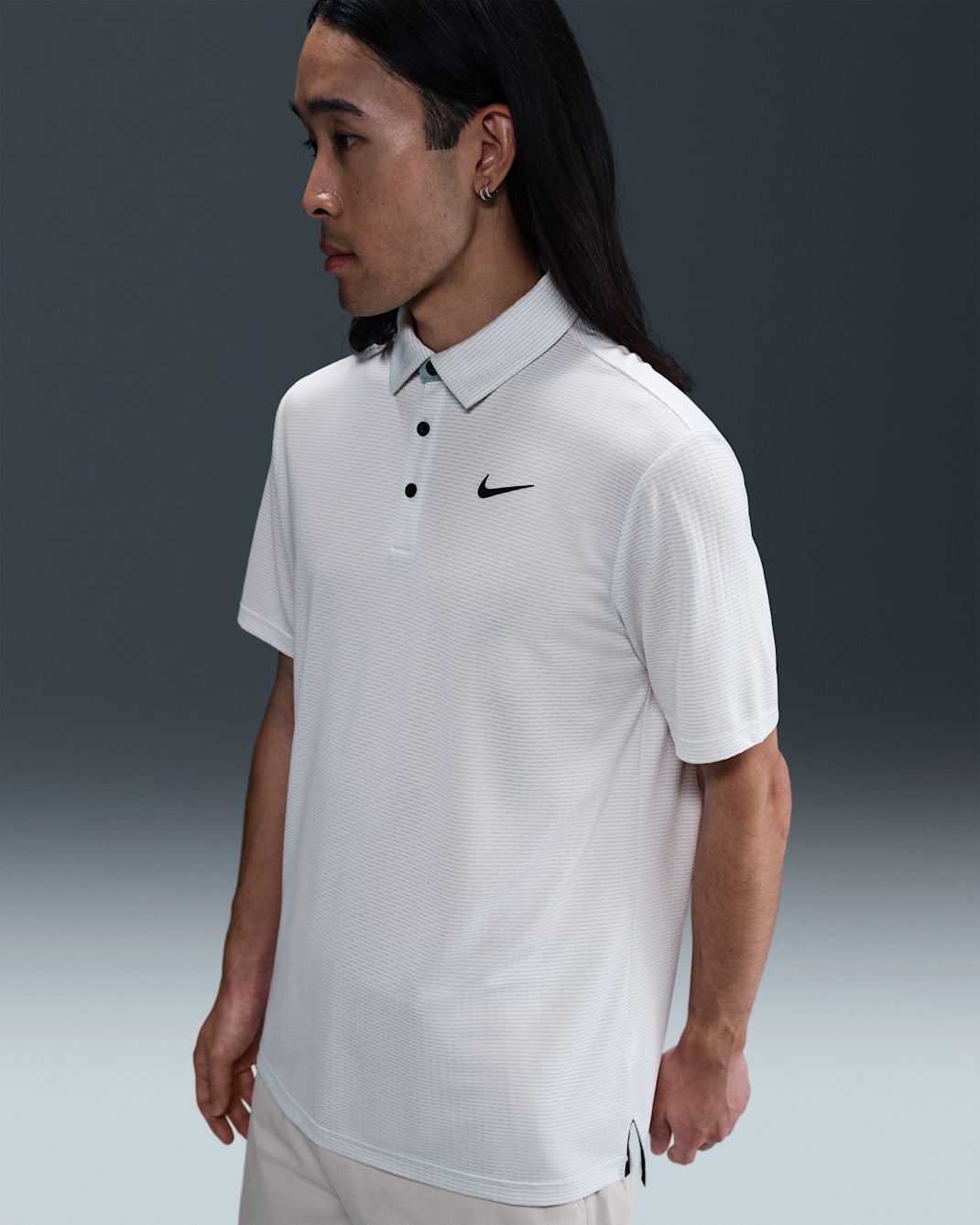 Nike Tour Men's Dri-FIT Textured Golf Polo - White/Black