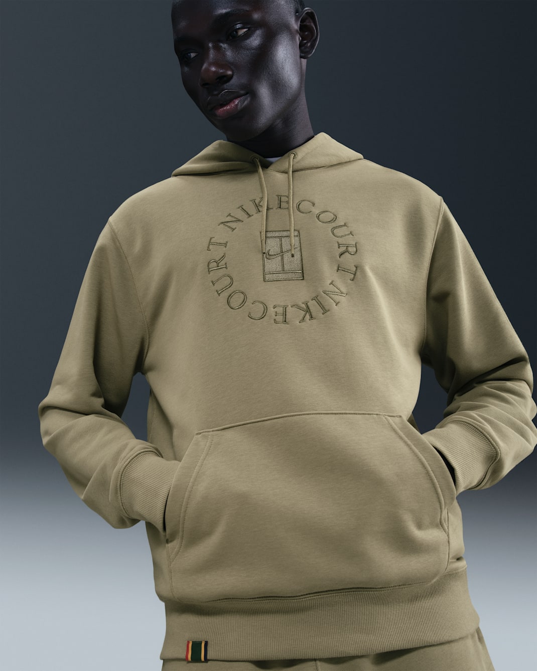NikeCourt Heritage Men's Dri-FIT French Terry Tennis Pullover Hoodie - Neutral Olive/Medium Olive