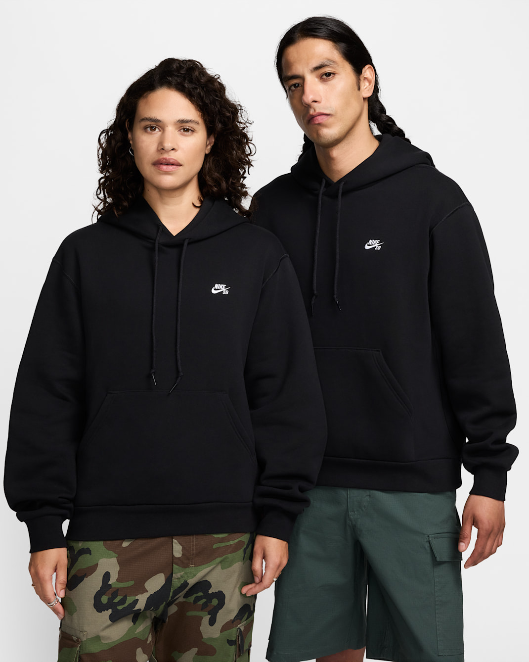 Sudadera con gorro sin cierre de skateboarding de tejido Fleece Nike SB - Negro/Blanco