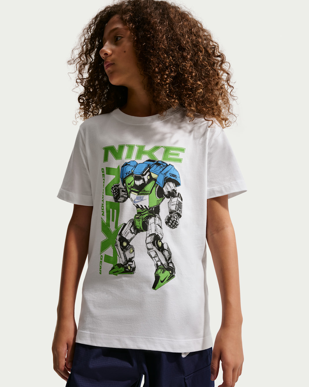 Playera para niños talla grande Nike Sportswear - Blanco/Verde/Azul/Verde