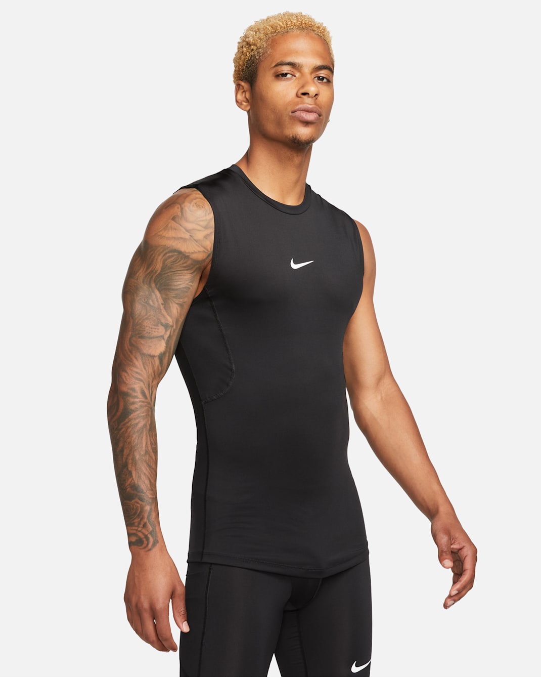Nike Pro Men's Dri-FIT Tight Sleeveless Fitness Top - Black/White