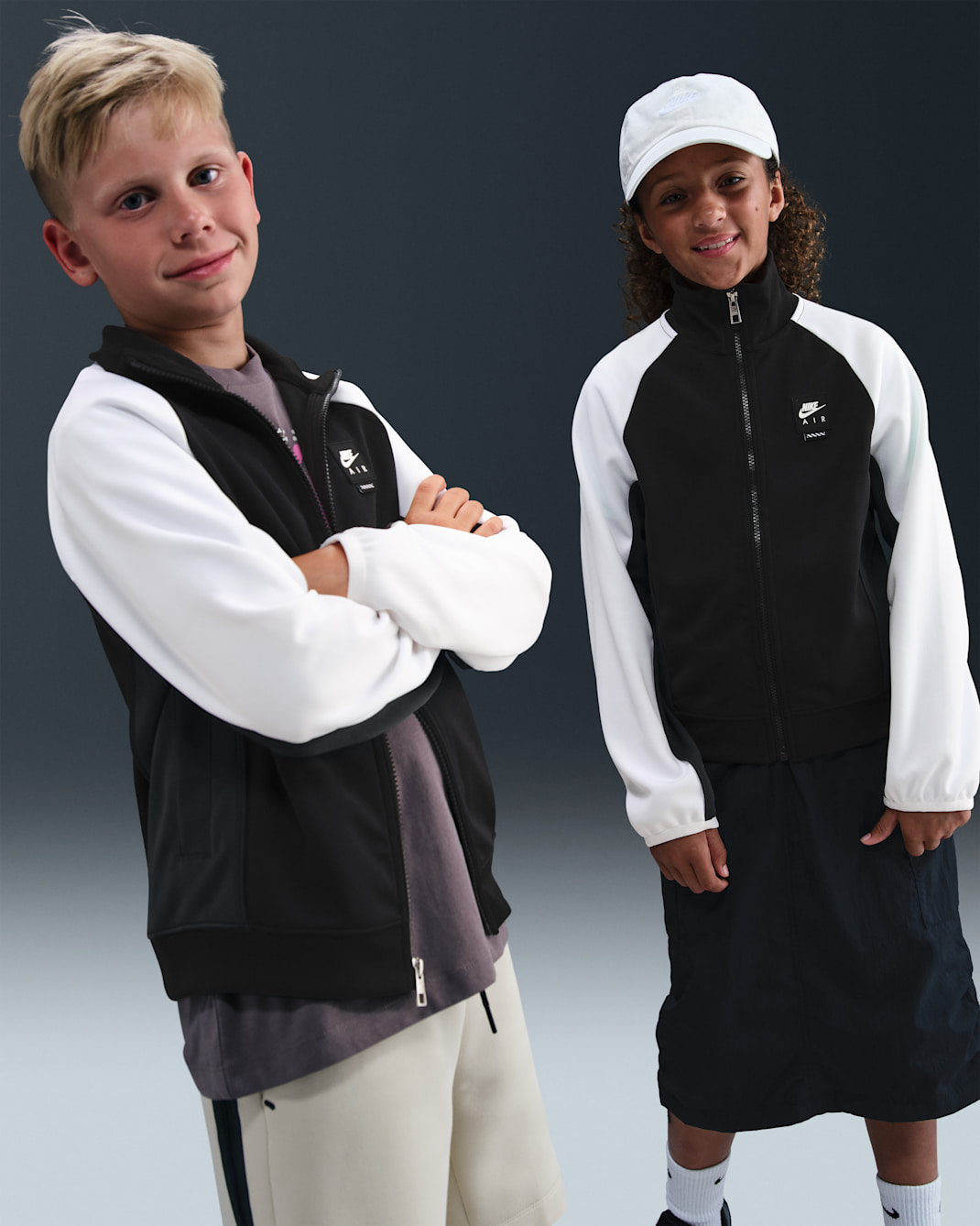 Bluza dla dużych dzieci z zamkiem na całej długości Nike Air - Czerń/Biel/Anthracite/Czerń