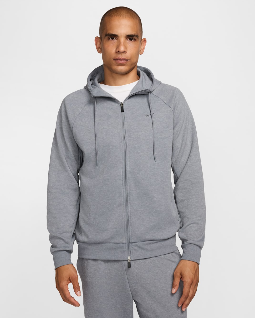 Hoodie de desempenho com fecho completo Dri-FIT UV Nike Primary Fleece para homem - Cinzento Cool/Heather/Cinzento Cool