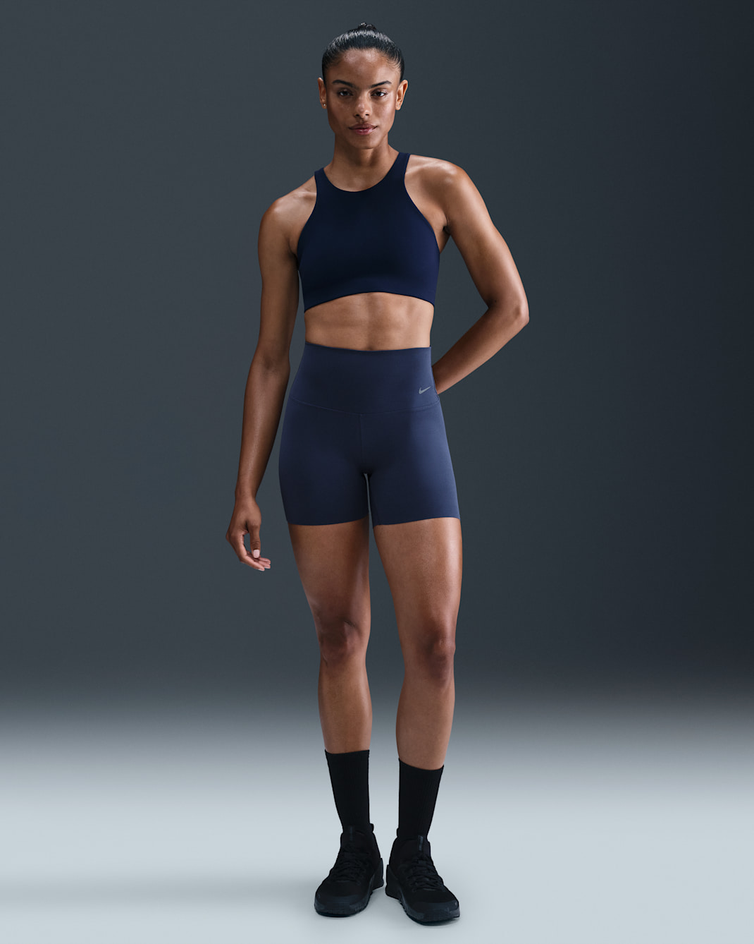Nike Zenvy Women's High-Waisted 12.5cm (approx.) Biker Shorts - Midnight Navy/Black