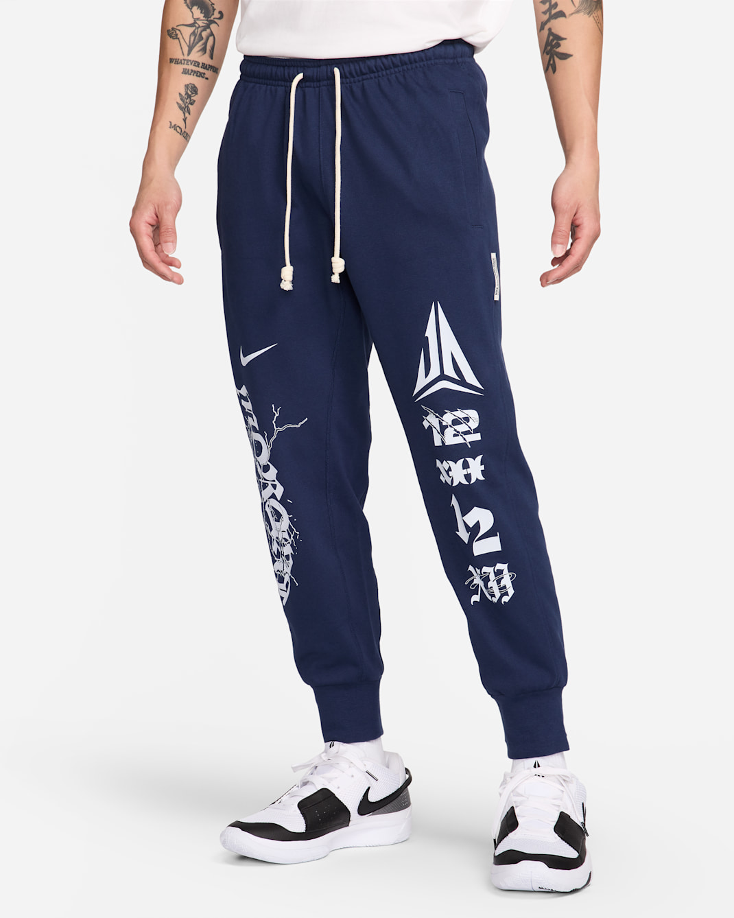 กางเกงจ๊อกกิ้งบาสเก็ตบอลขายาวผู้ชาย Dri-FIT Ja Standard Issue - Midnight Navy/Football Grey
