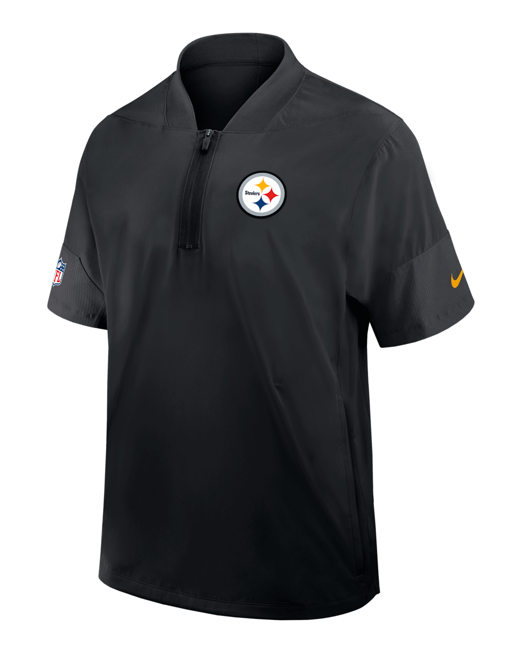 Pittsburgh Steelers Sideline Coach Men's Nike NFL 1/2-Zip Short-Sleeve Jacket - Black