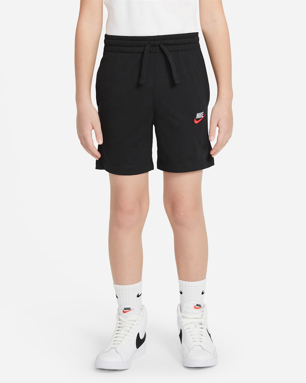 Nike Jersey 大童 (男童) 短褲 - 黑色/University Red/白色