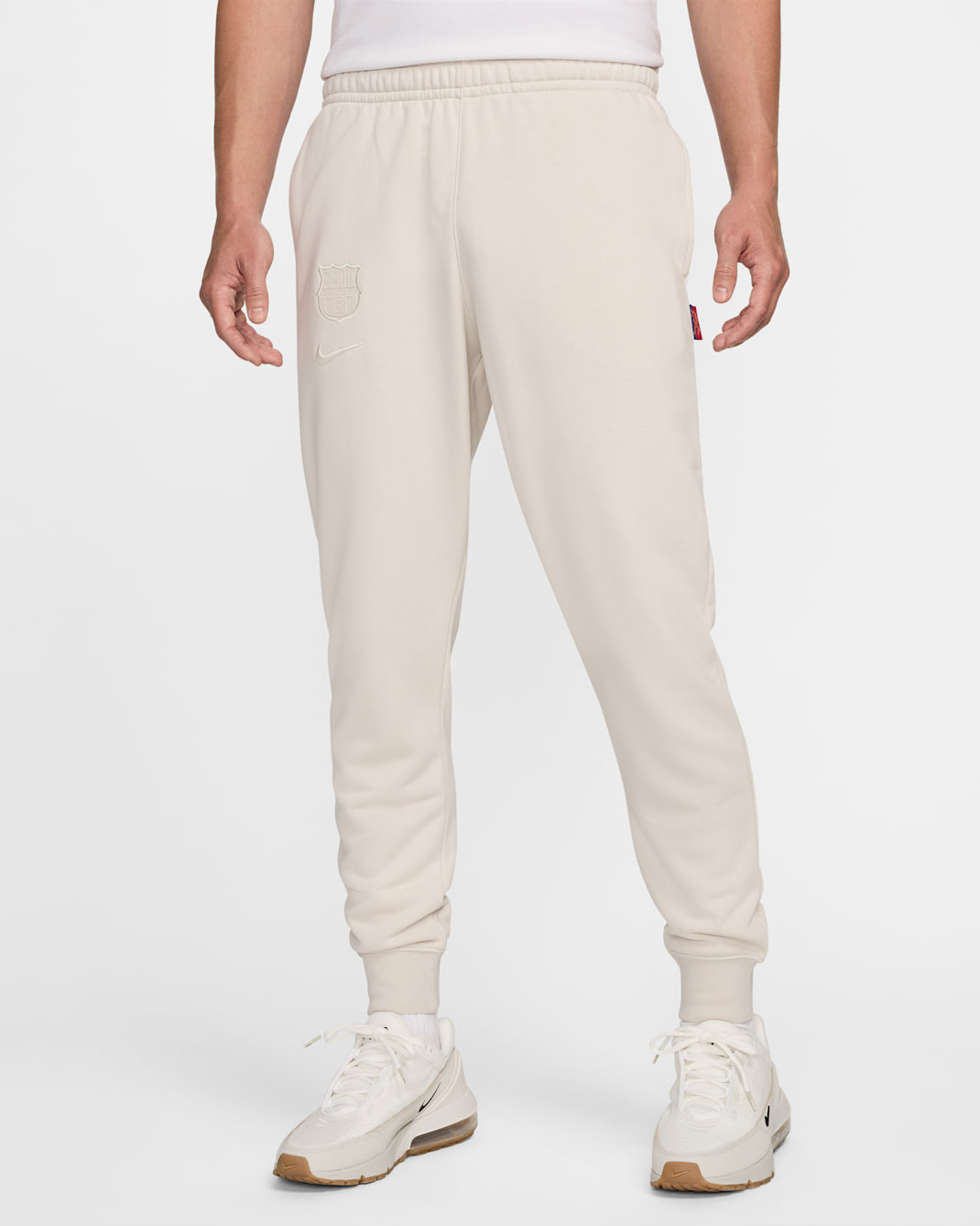 FC Barcelona Club Home Men's Nike Soccer French Terry Jogger - Light Orewood Brown/Light Orewood Brown