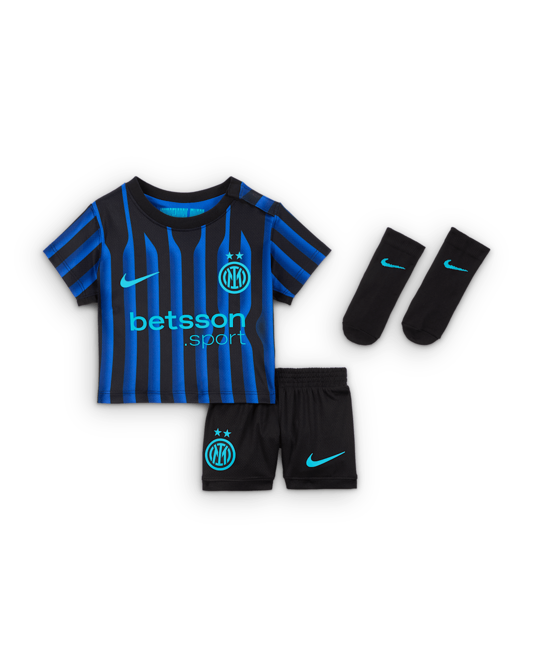 Inter Mailand 2025/26 Stadium Home dreiteiliges Nike Replika-Fußballtrikot-Set (Babys und Kleinkinder) - Lyon Blue/Schwarz/Chlorine Blue