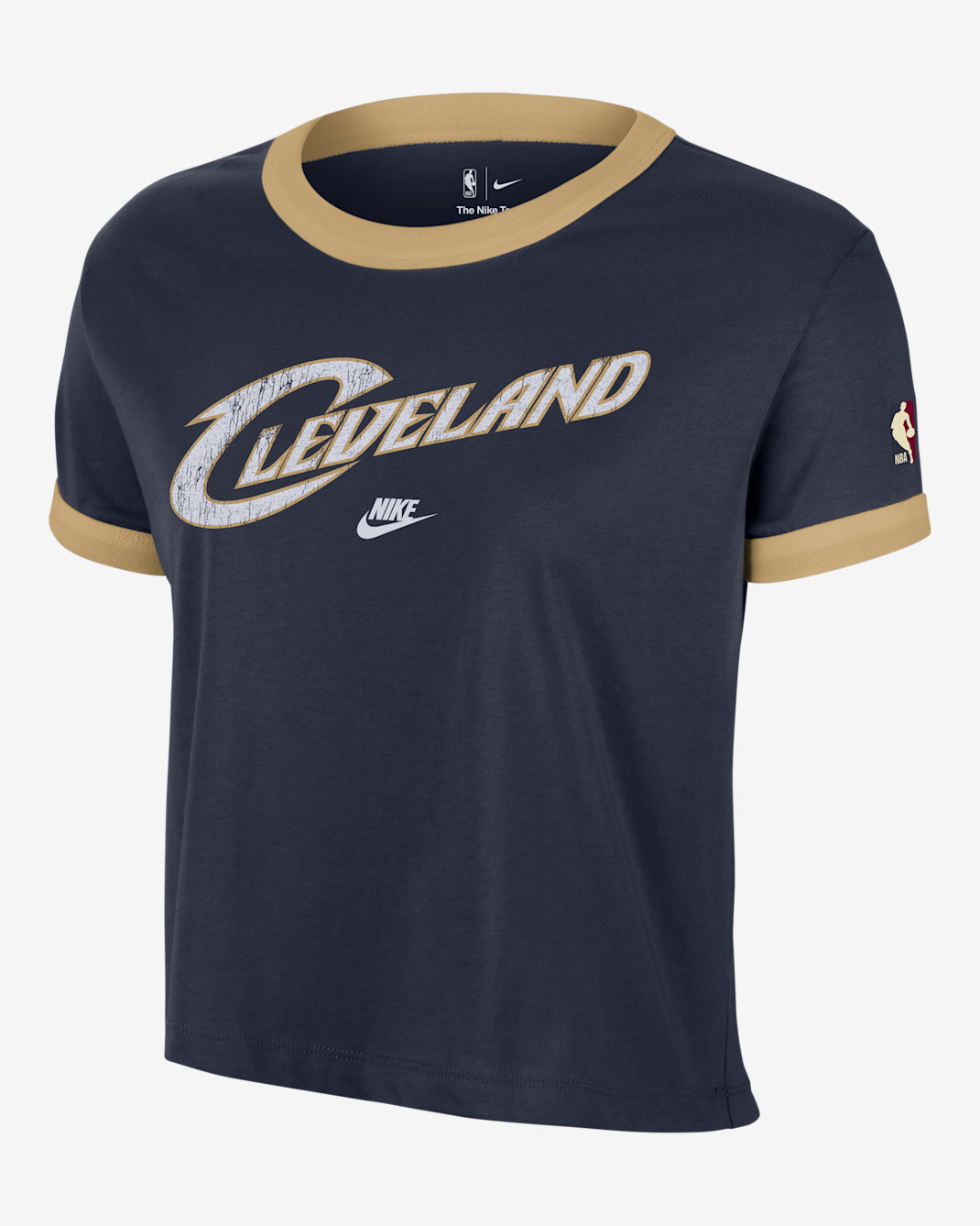 Playera Nike de la NBA para mujer Cleveland Cavaliers Essential Hardwood Classics - Azul marino universitario