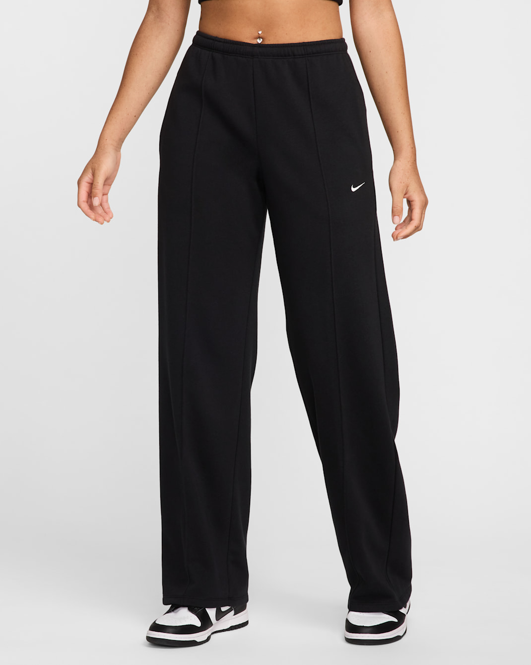 Nike Sportswear Chill Terry Women's Mid-Rise French Terry Open-Hem Sweatpants - Black/Sail