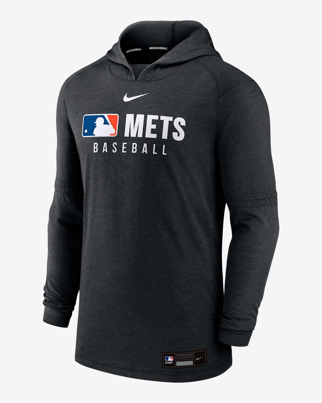 New York Mets Authentic Collection Men's Nike Dri-FIT MLB Pullover Hoodie - Black Heather