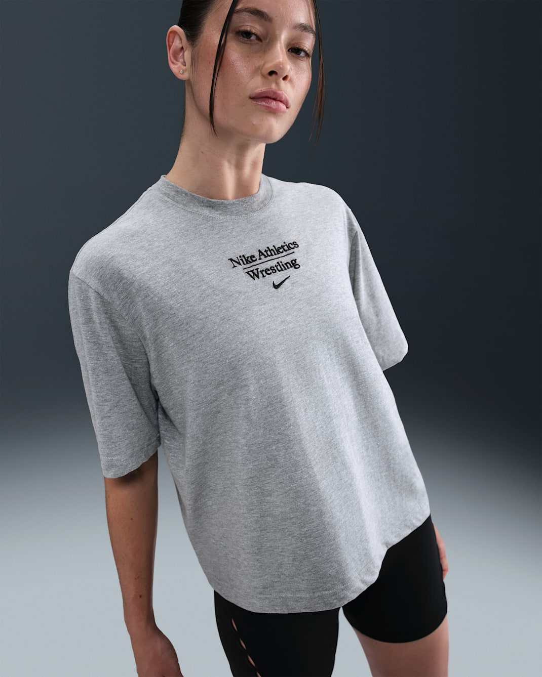 Nike Wrestling Women's Boxy T-Shirt - Dark Grey Heather