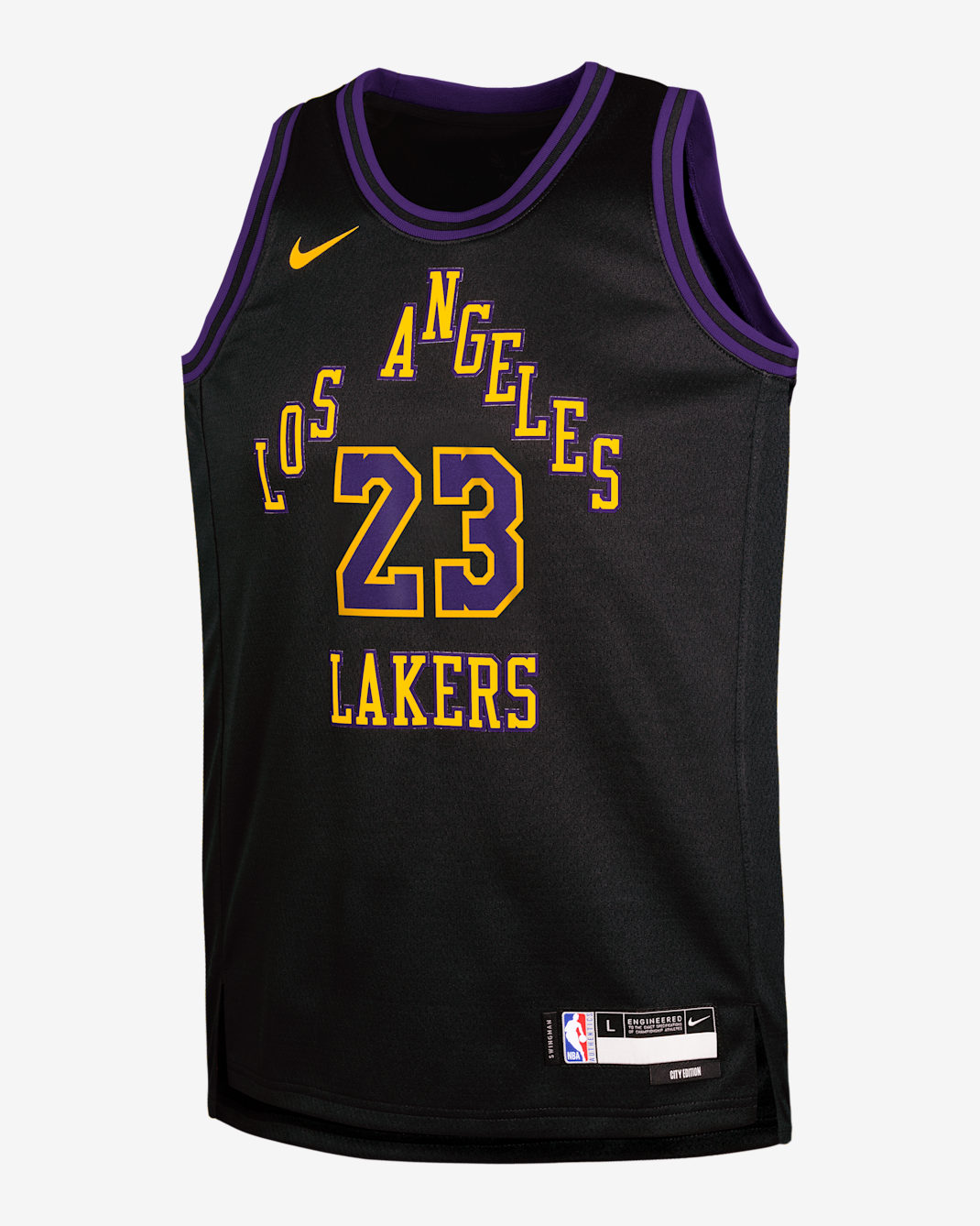 Jersey Nike de la NBA Swingman para niños talla grande LeBron James Los Angeles Lakers City Edition - Negro