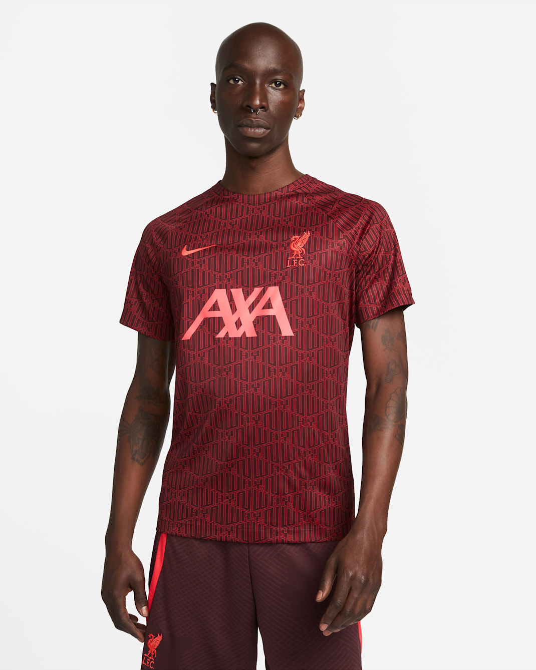 เสื้อฟุตบอลก่อนลงแข่งผู้ชาย Nike Dri-FIT Liverpool FC - Tough Red/Burgundy Crush/Siren Red