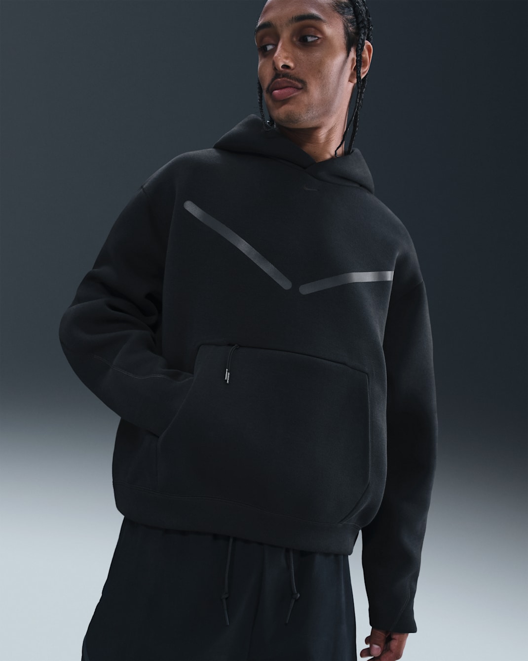 Sudadera con gorro sin cierre con detalles reflejantes para hombre Nike Tech - Negro/Negro