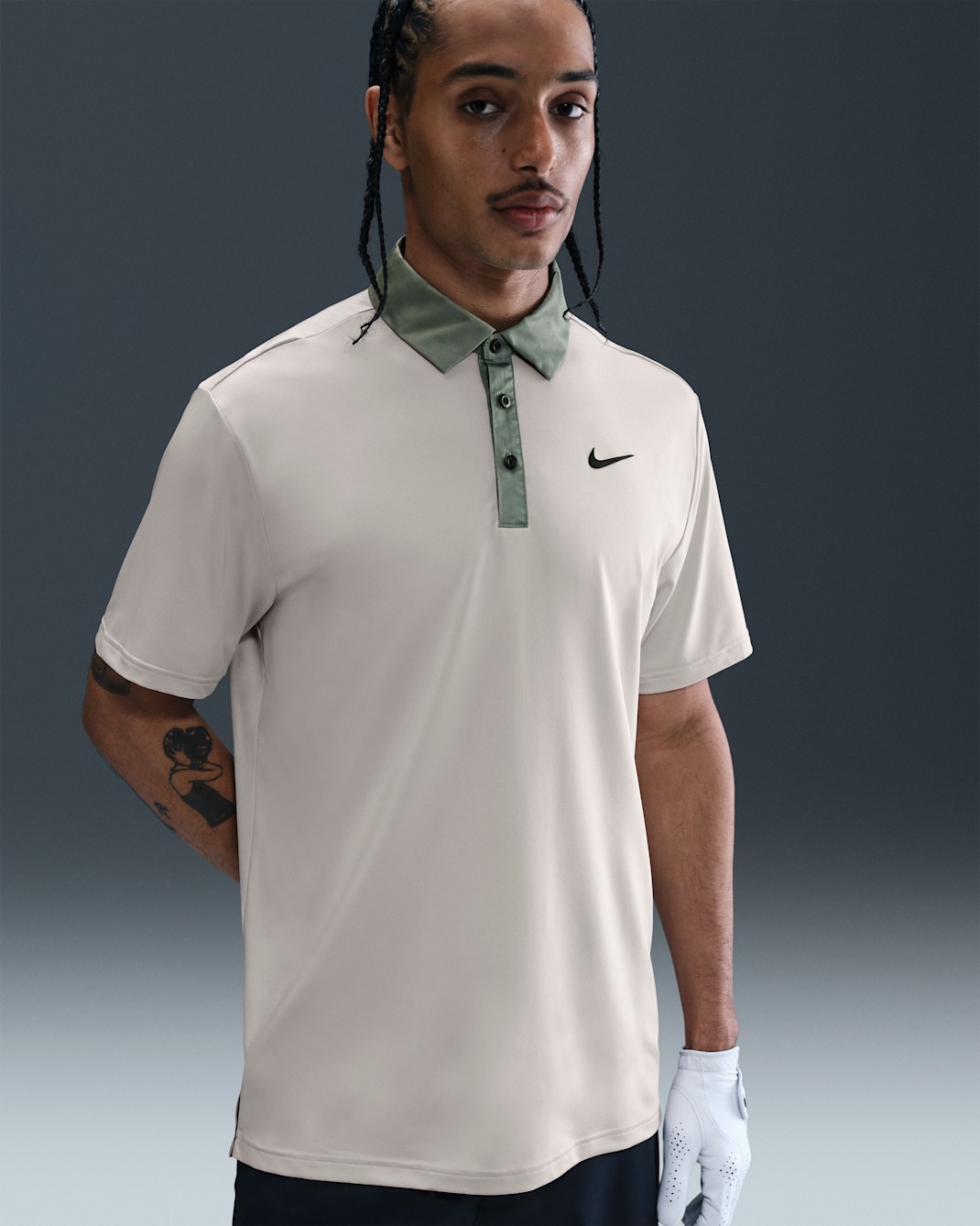 Nike Tour Men's Dri-FIT Golf Polo - Light Orewood Brown/Clay Green/Black