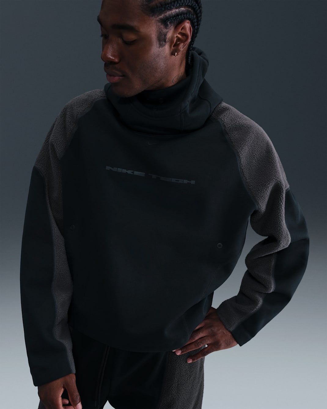 Nike Tech Boreas Men's Oversized Hoodie - Black/Anthracite/Black